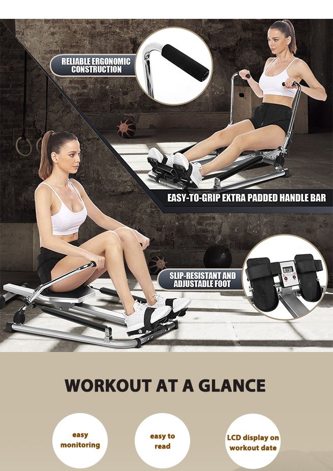 Genki Hydraulic Rowing Machine LCD Adjustable Resistance Rower Home Gym