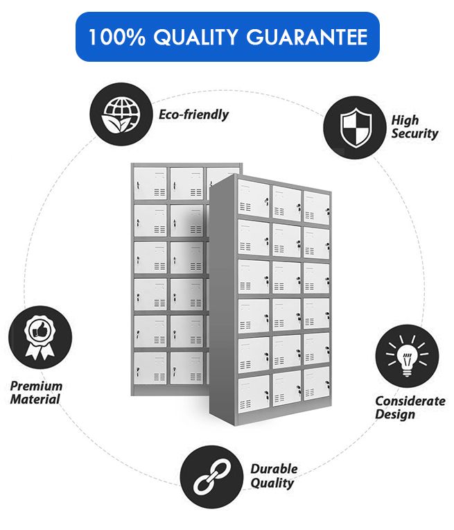 18 Doors Metal Steel Locker Gym Office School Home Stationary Storage Cabinet White