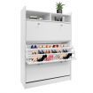 45 Pairs Wood Shoe Cabinet Rack Storage Shelves in White Finish