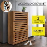 Oak Shoe Cabinet Rack Wooden Shelf Organiser w/3 Drawers 45 Pairs Shoes Storage