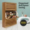 Oak Shoe Cabinet Rack Wooden Shelf Organiser w/3 Drawers 45 Pairs Shoes Storage
