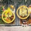 Christmas Decorative 3D Hanging Lights 2 PCS Christmas Window Light Hanging Lighted Window Decorations for Indoor Outdoor Windows Decorations (Elk, Snowflake)