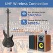UHF Wireless Guitar Transmitter Receiver with HD LED Screen for Electric Guitar Bass Musical Instruments  Red