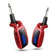 UHF Wireless Guitar Transmitter Receiver with HD LED Screen for Electric Guitar Bass Musical Instruments  Red