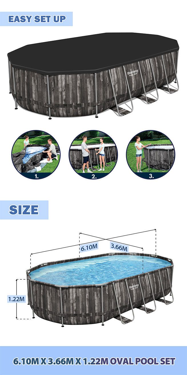 Bestway Power Steel 22ft X 12ft X 48in Above Ground Oval, 59 OFF