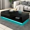 Modern Rectangle Coffee Table Living Room Storage Unit Furniture High Gloss with 1 Drawer Black
