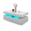 Rectangle Modern White Coffee Table High Gloss Storage Unit Furniture with 4 Drawers LED Lights