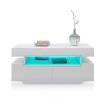 Rectangle Modern White Coffee Table High Gloss Storage Unit Furniture with 4 Drawers LED Lights