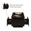 Coffee Table LED Lighted Storage Cabinet High Gloss 2 Drawers Modern Furniture Black