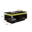 Coffee Table LED Lighted Storage Cabinet High Gloss 2 Drawers Modern Furniture Black