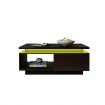 Coffee Table LED Lighted Storage Cabinet High Gloss 2 Drawers Modern Furniture Black