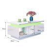Coffee Table 2 Drawers Storage Cabinet High Gloss 16 LED Colour Lighted Furniture Modern White