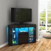 TV Cabinet Television Storage Unit 2 Drawers High Gloss Front LED Lighted Modern Furniture Console Black