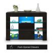 TV Cabinet Television Storage Unit 2 Drawers High Gloss Front LED Lighted Modern Furniture Console Black