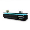 TV Unit Storage Cabinet 3 Drawers Television Stand High Gloss Front LED Lighted Modern Furniture Console Black