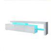 TV Storage Cabinet 1 Drawer Television Unit High Gloss Front Modern Furniture LED Lights Stand Console White