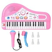 2021 Newest Pink 37-key keyboard with Microphone Musical Digital Electronic chargeable Baby piano Music Learning Educational Kids Toys