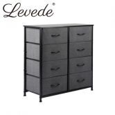 Levede Storage Cabinet Tower Chest of Drawers Dresser Tallboy 8 Drawer Dark Grey