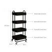 Levede 4 Tiers Kitchen Trolley Cart Steel Storage Rack Shelf Organiser Black