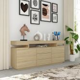 3 Drawer Sideboard TV Stand Cabinet Entertainment Unit Buffet Table Oak 160x35x72cm