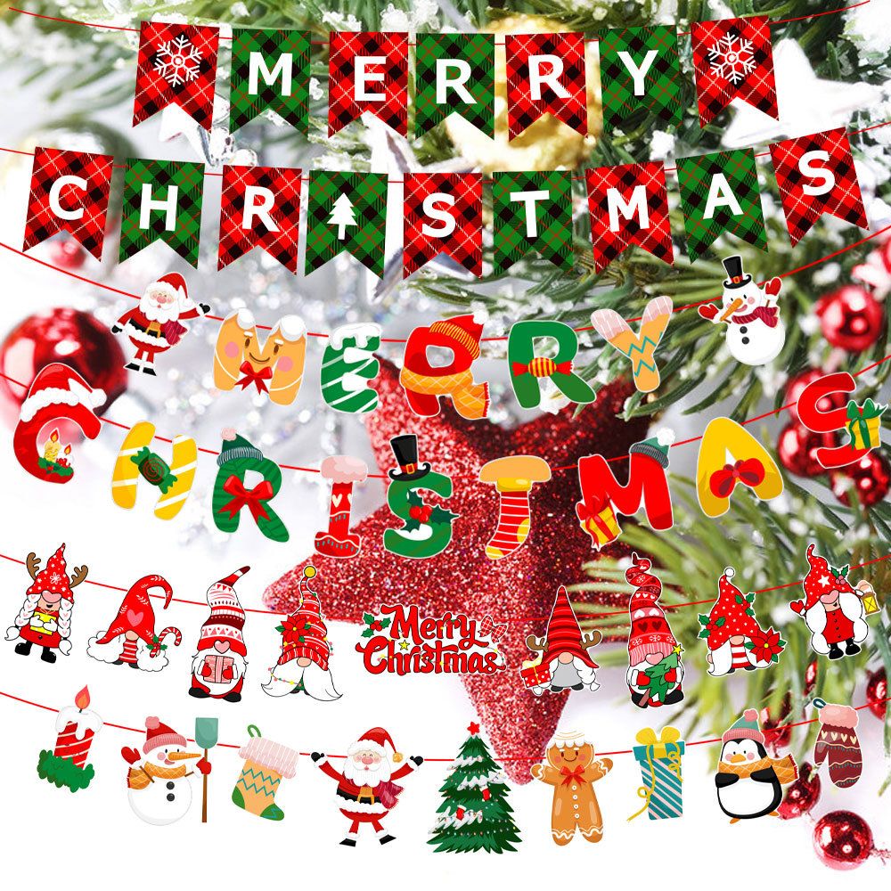 2021 Christmas Flag Decorations Supplies Home Decore 6pcs 3m Garland Christmas Banners Christmas Decorations