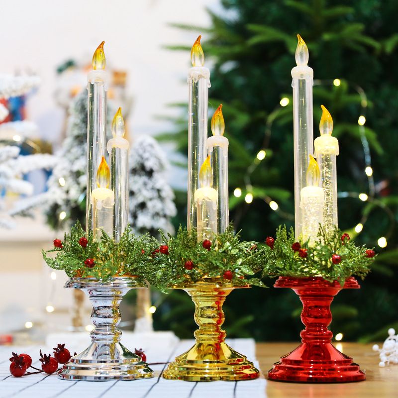 Christmas Electronic Candle/Santa Night Light?Perfect Valentine'S Day, Halloween,Birthday Or Bar Decoration, 10×36CM,Gold