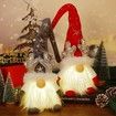 Christmas Gnomes Decorations with LED Light, 2 Pack Handmade Gnomes, Lighted Santa Elf Plush Table Ornaments RED And BROWN