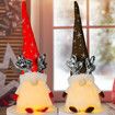Christmas Gnomes Decorations with LED Light, 2 Pack Handmade Gnomes, Lighted Santa Elf Plush Table Ornaments RED And BROWN
