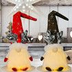 Christmas Gnomes Decorations with LED Light, 2 Pack Handmade Gnomes, Lighted Santa Elf Plush Table Ornaments RED And BROWN
