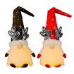 Christmas Gnomes Decorations with LED Light, 2 Pack Handmade Gnomes, Lighted Santa Elf Plush Table Ornaments RED And BROWN