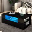 Modern Rectangle Coffee Table Gloss Living Room Storage Furniture 2 Drawers 16 LED Colours Black