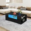 Modern Rectangle Coffee Table Gloss Living Room Storage Furniture 2 Drawers 16 LED Colours Black