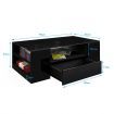 Modern Rectangle Coffee Table Gloss Living Room Storage Furniture 2 Drawers 16 LED Colours Black