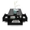 Modern Rectangle Coffee Table Gloss Living Room Storage Furniture 2 Drawers 16 LED Colours Black