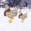 2pcs Light-Up Chicken with Scarf Holiday Decoration, LED Christmas Outdoor Decorations Christmas Ornaments with Light Christmas Atmosphere Decoration