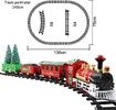 Classic Christmas Holiday Train Set with Lights Sounds for Festive Decoration Christmas Train Toy Gift for Kids and Adults