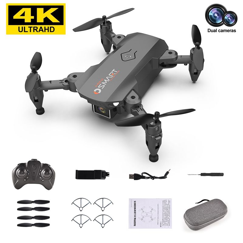Newest Drone L23 Mini With 4k HD Dual Camera WIFI FPV Six-Axis One Key Return Height Keep Led Foldable RC Quadcopter Dron Toy GIFTS?Fashion Grey?