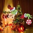 Grinch Christmas Decoration Yard Fence Peeker Yard Art Ornaments Christmas PVC Wall Signs