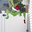 Grinch Christmas Decoration Yard Fence Peeker Yard Art Ornaments Christmas PVC Wall Signs