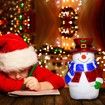Christmas Snowman Projector Lights, Decorative Projection Lamp with Snowflake, Snowman,Tree, Ball Patterns for Night Decoration Xmas Party