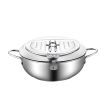 24cm Japanese Deep Frying Pan Pot with Thermometer Kitchen Tempura Fryer Silver