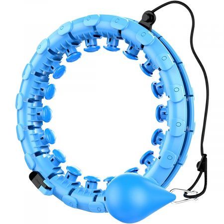 24 Knots Adjustable Exercise Weighted Hula Hoop, Smart Detachable Fitness Hula Hoops for Adults Abdomen Fitness and Massage 2-in-1,Exercise for Legs Waist Hips (Blue)