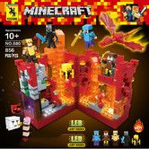 856Pcs Minecraft Building Block Cross-platform Lava Cave Mechanism Scene Compatible Lego with Lighting Kit