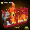 856Pcs Minecraft Building Block Cross-platform Lava Cave Mechanism Scene Compatible Lego with Lighting Kit