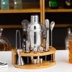 12pcs/set Stainless Steel Cocktail Shaker Set Bartender Tool Kit Bar Accessories Drink Mixer Tool With Wine Rack Stand 750ml