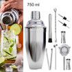 12pcs/set Stainless Steel Cocktail Shaker Set Bartender Tool Kit Bar Accessories Drink Mixer Tool With Wine Rack Stand 750ml