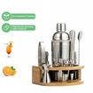 12pcs/set Stainless Steel Cocktail Shaker Set Bartender Tool Kit Bar Accessories Drink Mixer Tool With Wine Rack Stand 750ml