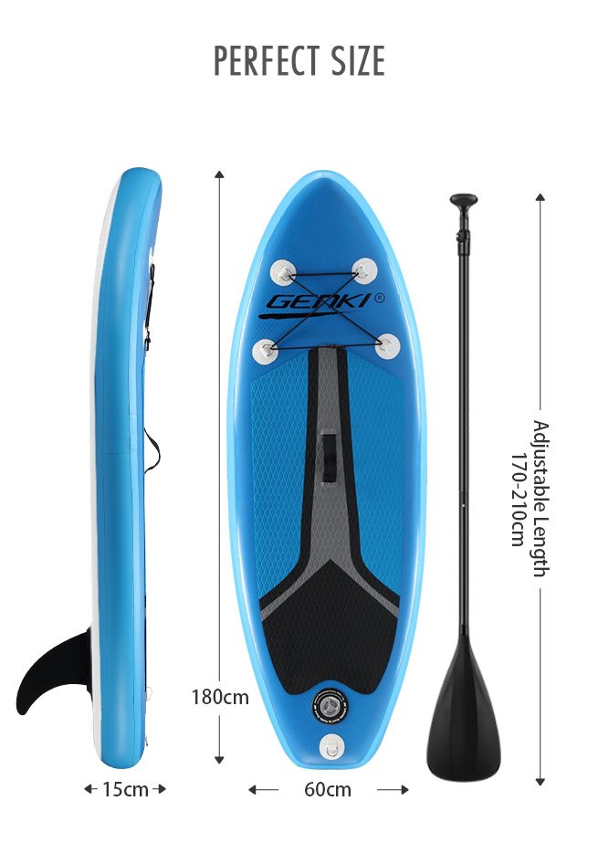 Genki Inflatable SUP Stand Up Paddle Board Paddleboard 180CM Adjustable ...