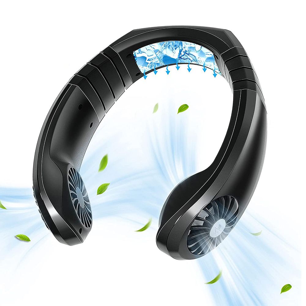 Portable Neck Fan- Personal Air Conditioner Fan, Rechargeable, for Indoor and Outdoor (BLACK)