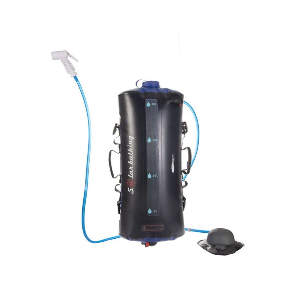20L PVC Pressure Shower With Foot Pump, Outdoor Lightweight Inflatable Shower,Camping Pressure Water Bag